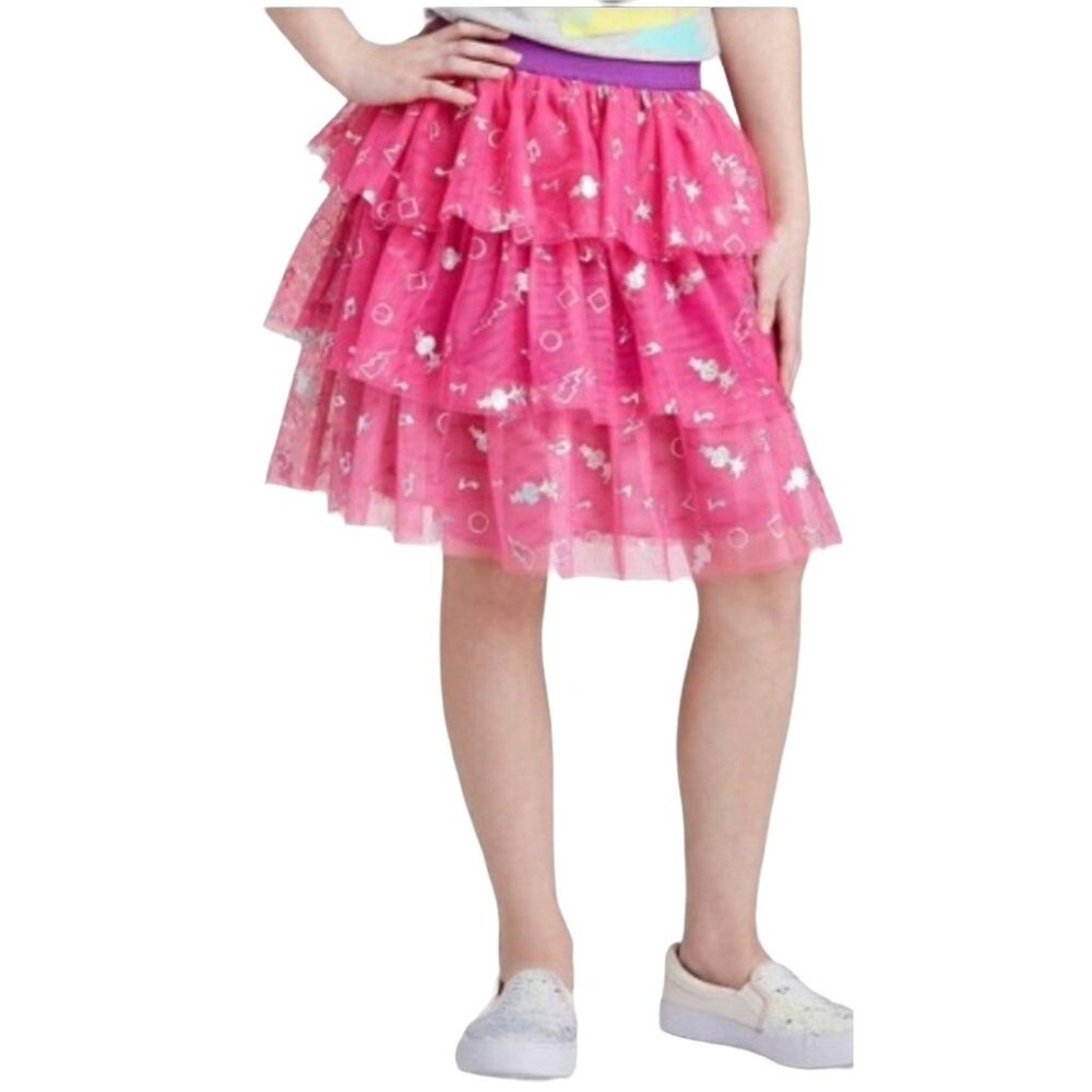 Trolls Girls XL Tulle Layered Skirt POPPY Tutu Colorful Kids Bottom Kenn Length